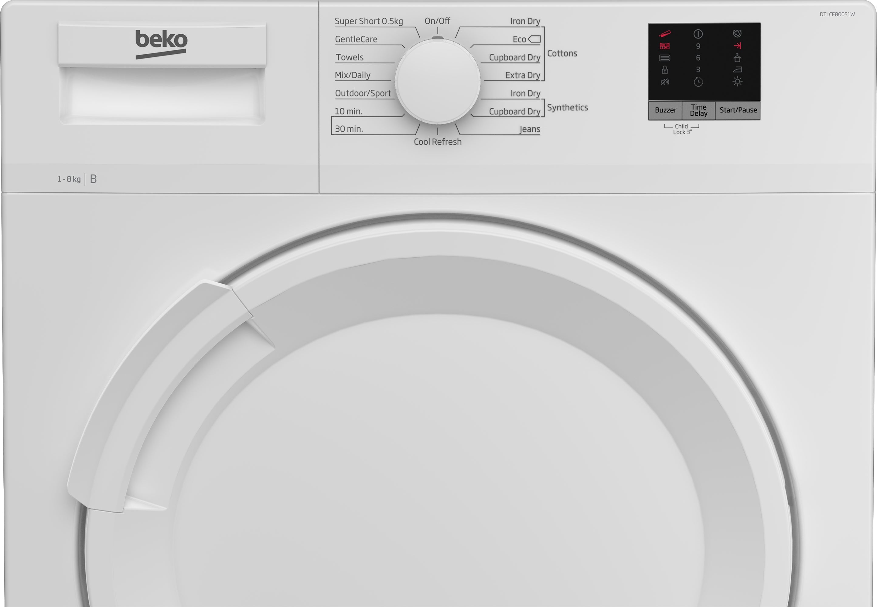 Beko DTLCE80051W Freestanding 8kg 60cm Condensor Tumble Dryer-White