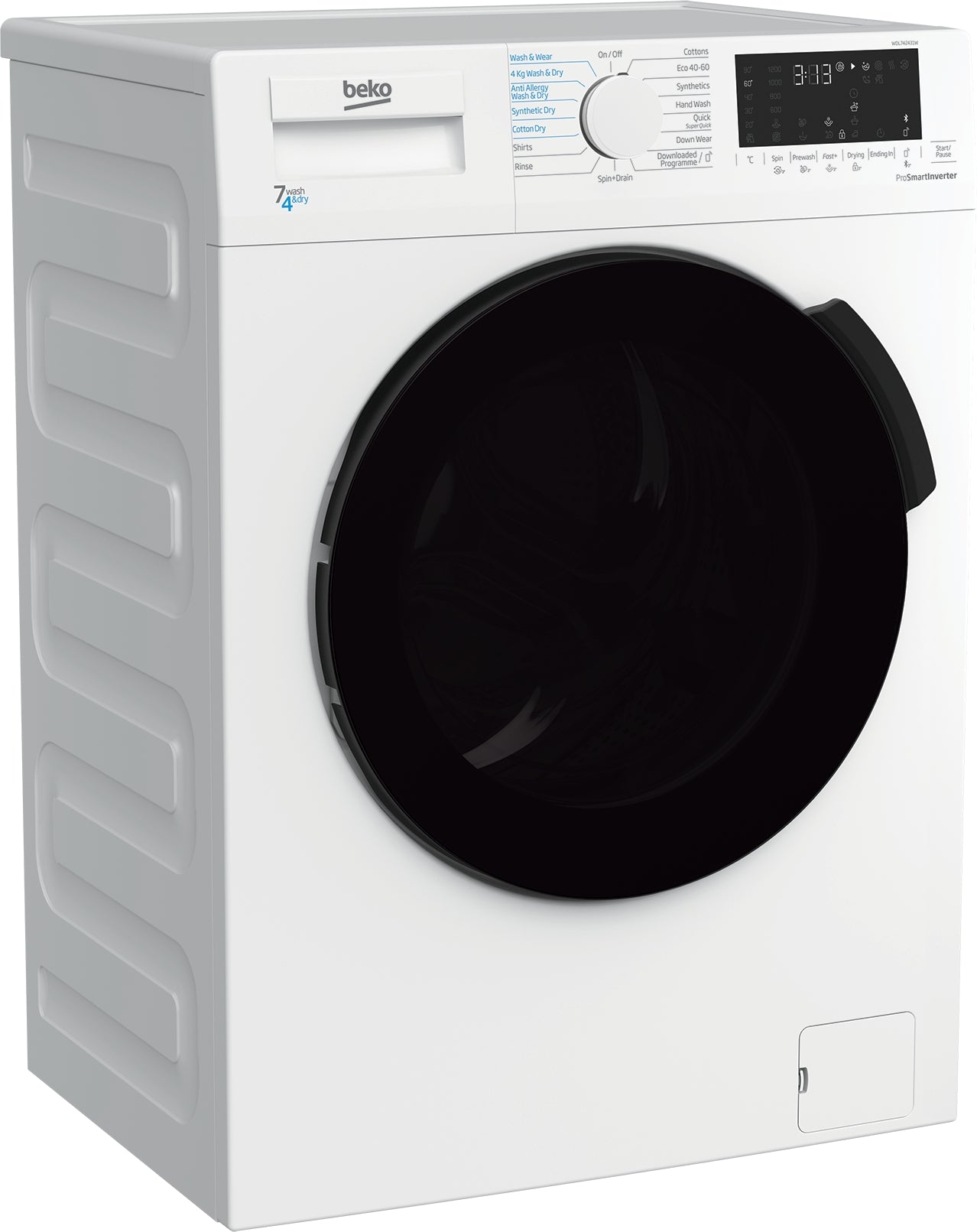 Beko WDL742431W 60cm Freestanding 7kg/4kg Washer Dryer- White with Black Door