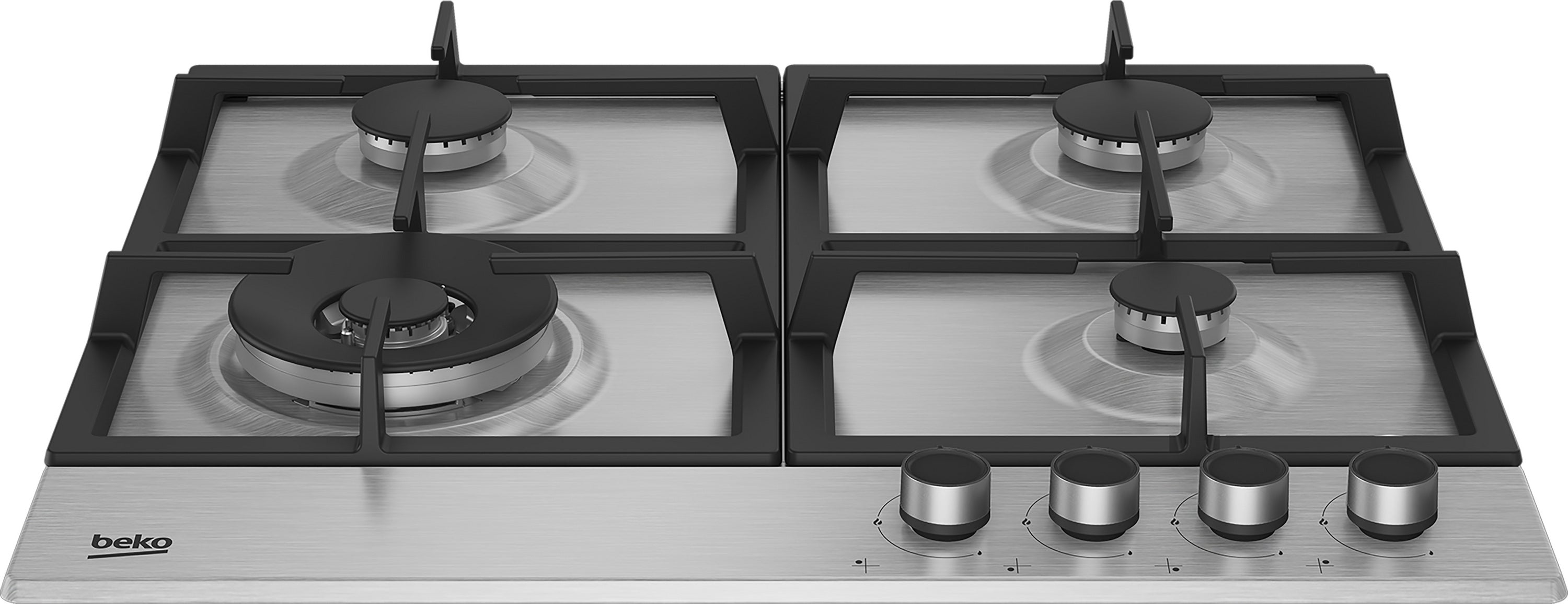 Beko HIAW64225SX 60cm Stainless Steel and Black Cast Iron Built in Gas Hob