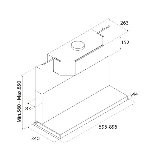 Airforce Inside In 60cm Built in Cooker Hood with Touch Controls-Stainless Steel finish