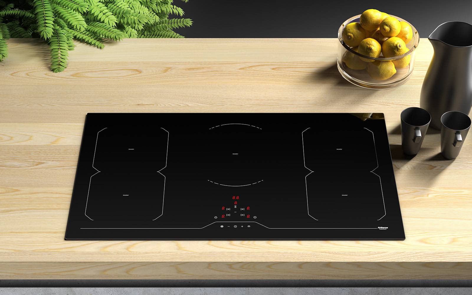 Airforce Integra 90-5B 90cm 5 Zone Induction hob with Touch control & 2 bridgable functions
