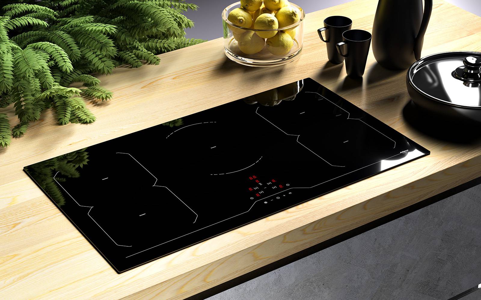 Airforce Integra 90-5B 90cm 5 Zone Induction hob with Touch control & 2 bridgable functions