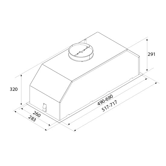Airforce Modulo Plus 52cm Built-In Cooker Hood with Touch Control Button In Stainless Steel Finish