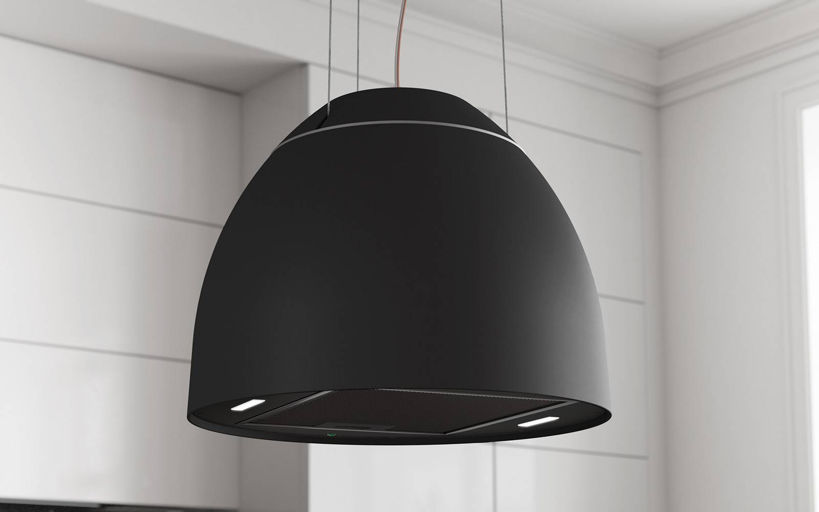 Airforce New Moon 45cm Island Cooker Hood in Complete Black Satin Finish with Slim LED Lights