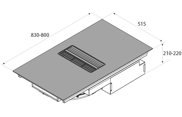 Airforce On-Board Easy 83cm Induction Hob with Central Downdraft Extraction,Touch control Black glass finish