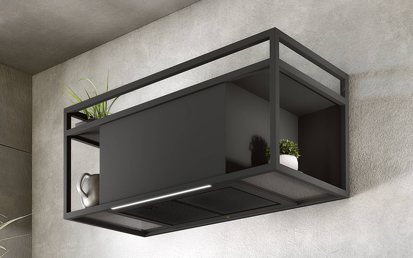 Airforce Q-BIC 90cm Wall Mounted Cooked Hood Anthracite Painted Steel and Glass