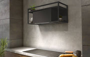 Airforce Q-BIC 90cm Wall Mounted Cooker Hood Anthracite Painted Steel Remote Control with Smoked Glass Shelves