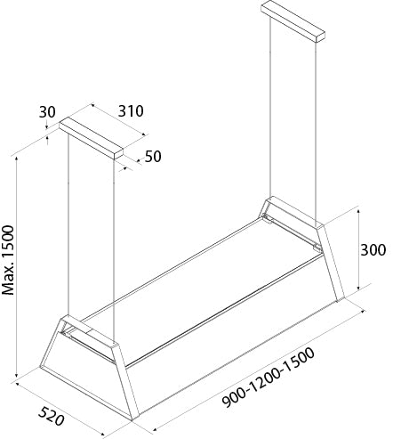 Airforce TATA 90cm Island Cooker Hood Touch Control in Anthracite Steel Finish
