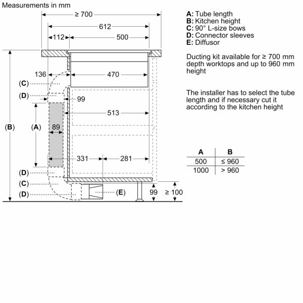 Siemens downdraft hob store