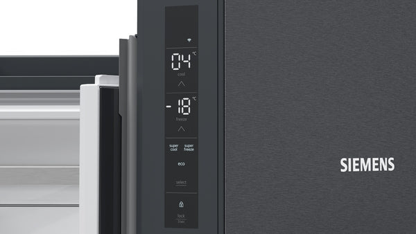 Siemens iQ500 French Door Bottom Freezer Multi Door 90.5cm Black Stainless Steel KF96NAXEAG