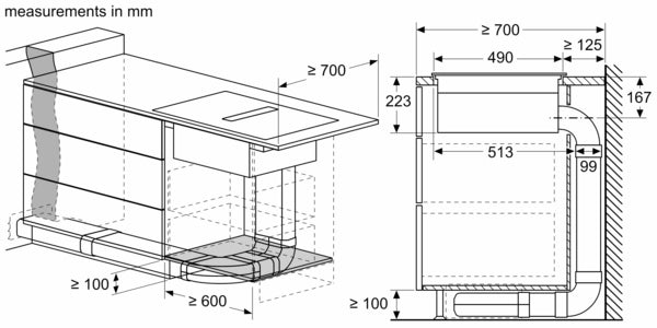 Neff induction hob top with integrated extractor