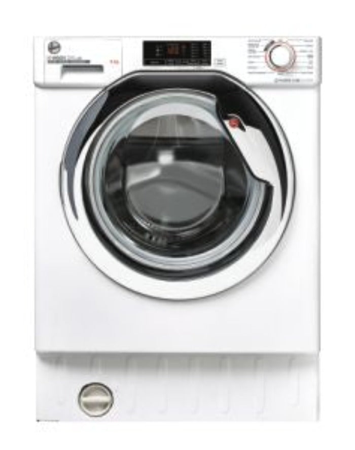 Hoover HBWS58D1ACE-80 Integrated 8kg Washing Machine- White with Chrome Door - Devine Distribution Ltd