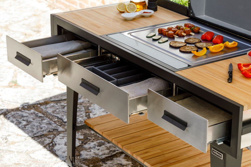 Airforce E-Cook 150cm BBQ Luxury Outdoor Cooking with a 58cm Teppanyaki Induction Hob - Devine Distribution Ltd