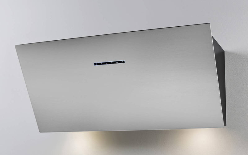 Airforce V8 60cm Angled Wall Mounted Cooker Hood- Black Painted Steel with Stainless Steel Panel
