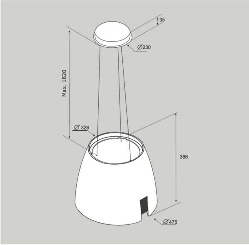 Airforce Ballerina 47.5cm Island Lamp Cooker Hood with Integra System - White - Devine Distribution Ltd