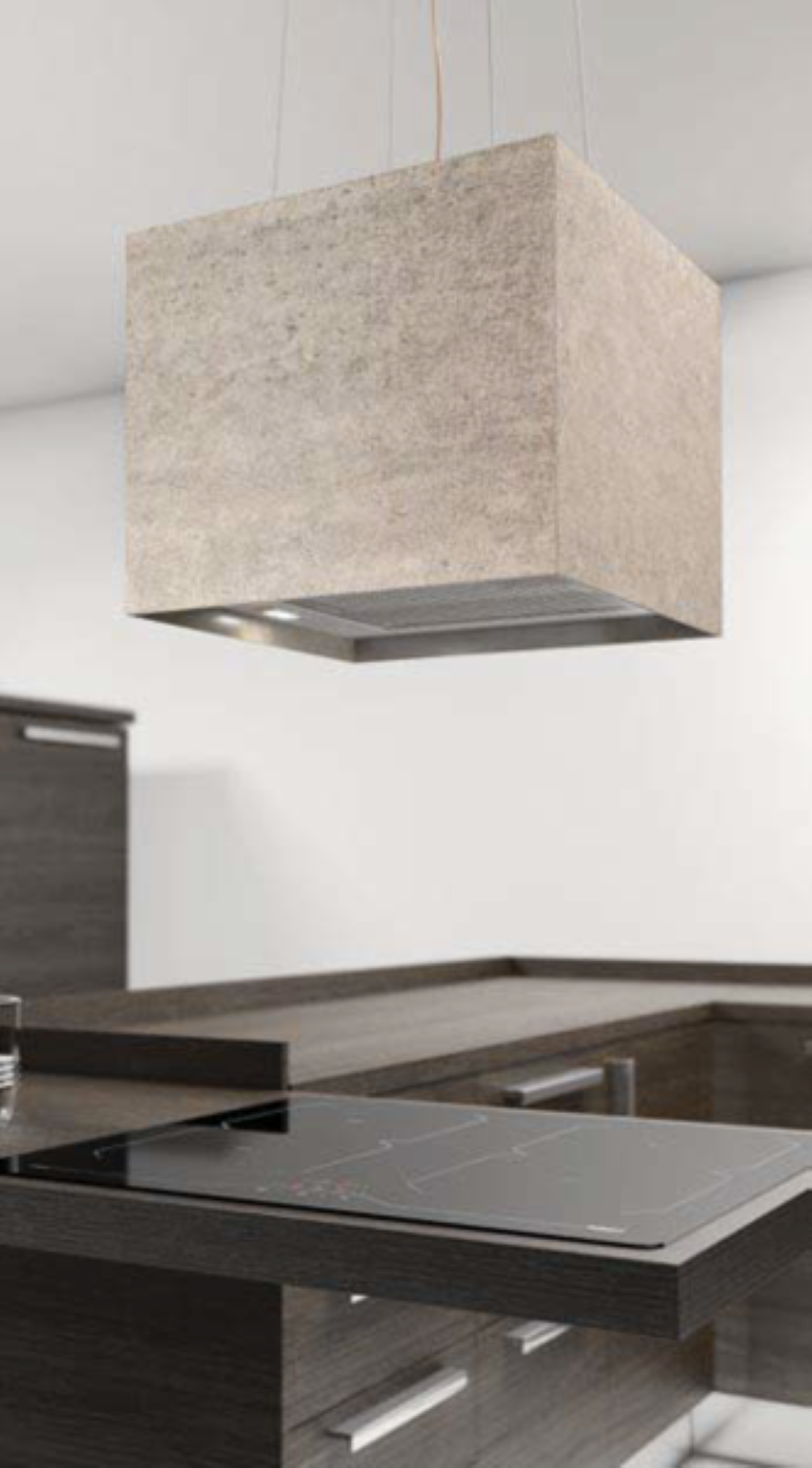 Airforce Concrete 40cm Island Lamp Cooker Hood with Integra System - Ivory - Devine Distribution Ltd