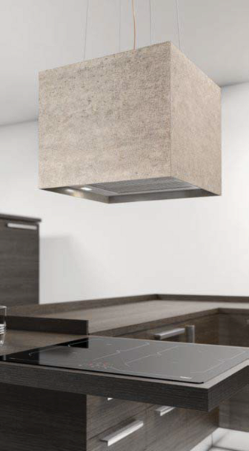 Airforce Concrete 40cm Island Lamp Cooker Hood with Integra System - Ivory - Devine Distribution Ltd