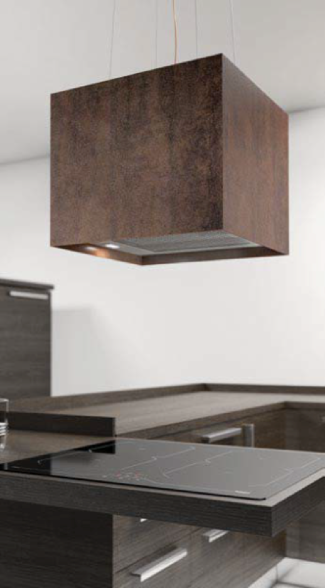 Airforce Concrete 40cm Island Lamp Cooker Hood with Integra System - Brown Oxide - Devine Distribution Ltd