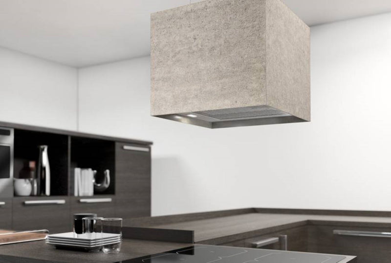Airforce Concrete 40cm Island Lamp Cooker Hood with Integra System - Ivory - Devine Distribution Ltd