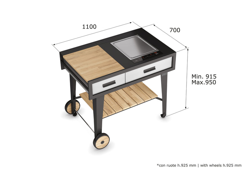 Airforce E-Cook 110cm BBQ Luxury Outdoor Cooking With a 38cm Teppanyaki Induction Hob - Devine Distribution Ltd