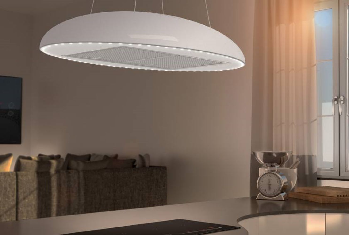 Airforce Eclipse 90cm Island Lamp Hood with Integra System - Pearl White - Devine Distribution Ltd
