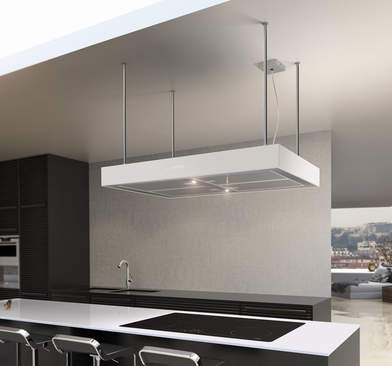 Airforce F161 2 x Axial Motor 90cm Premium Island Cooker Hood - White - Lifestyle Image
