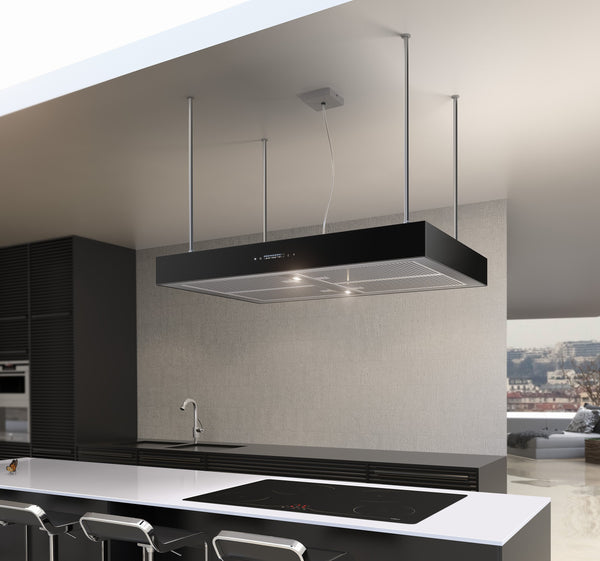 Airforce F161 4 x Axial Motor 90cm Premium Island Cooker Hood - Black - Lifestyle view