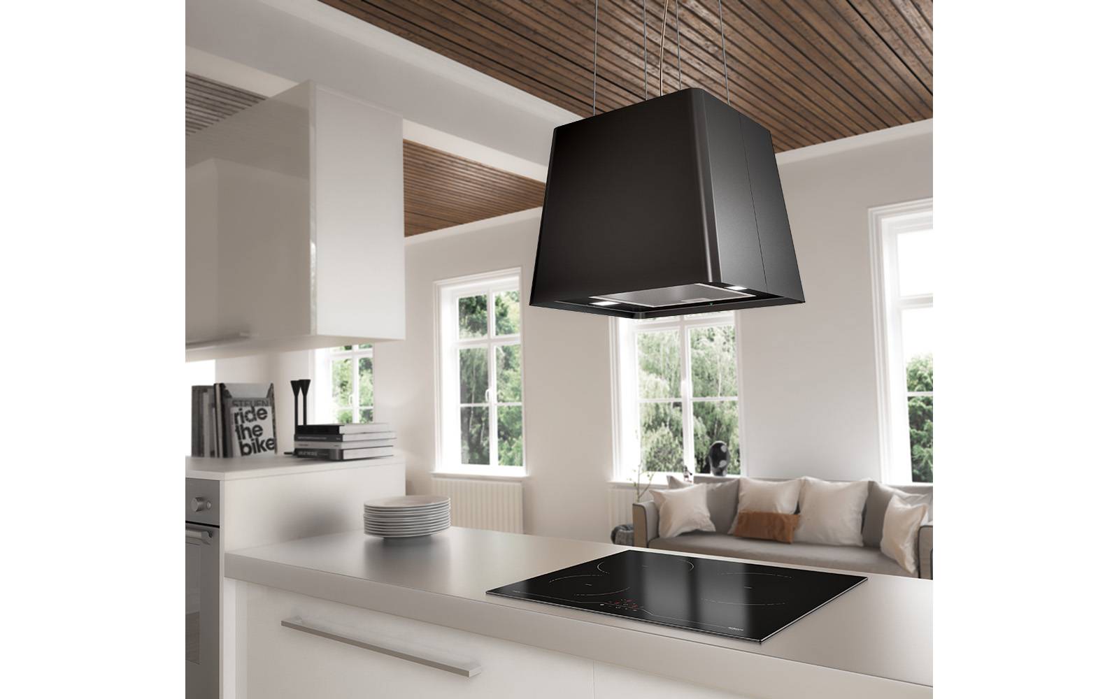 Airforce F164 50cm Island Cooker Hood in Satin Black Finish