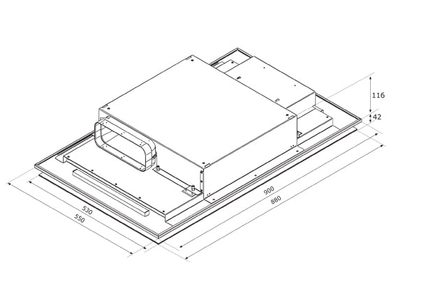 Airforce F207 90cm Ceiling Hood Integra Ready- Complete White Finish