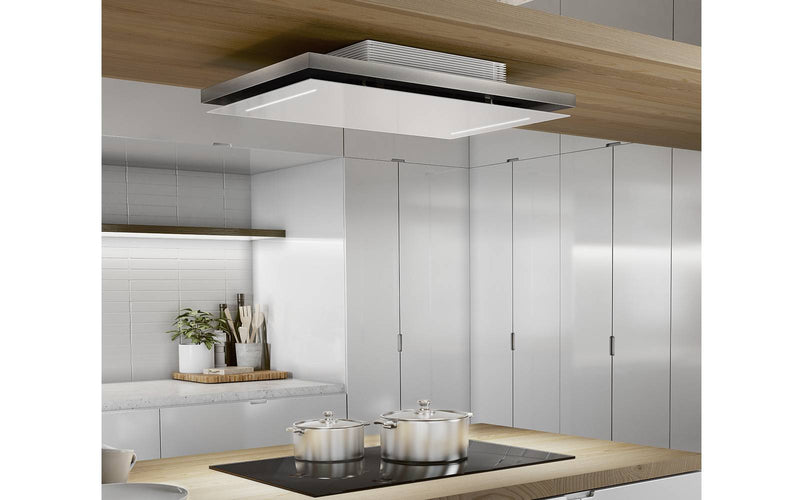Airforce F207 F 90cm Island Cooker Hood with Remote Control in White Glass Finish