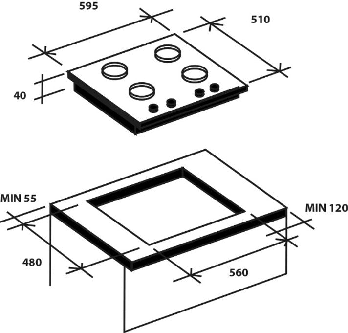 Haier HAHG6D5XH Series 6 60cm 4 Zone Gas Hob Stainless Steel - Devine Distribution Ltd