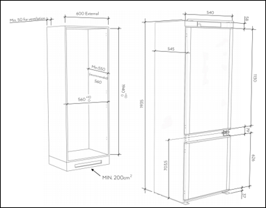 Haier HBW5519EK 193cm Fully Integrated Fridge Freezer 70:30 Frost Free - Devine Distribution Ltd