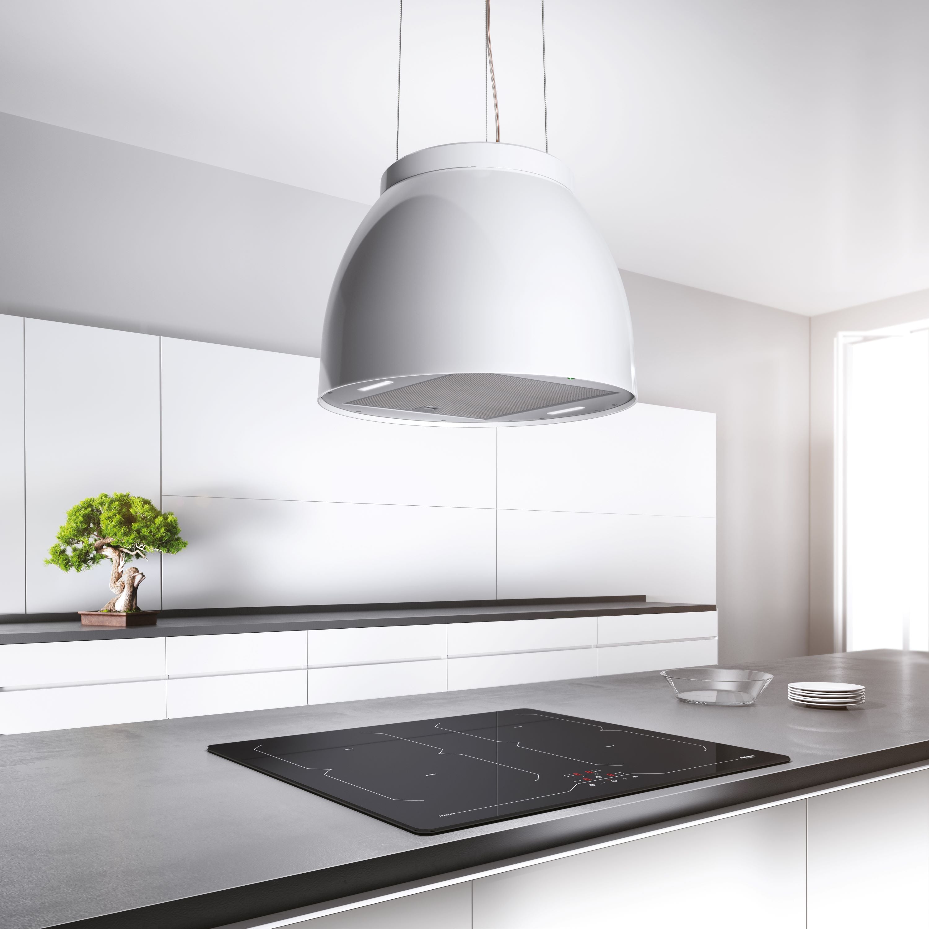 Airforce Luna Island Cooker Hood 45cm in White Finish with Slim LED Lights