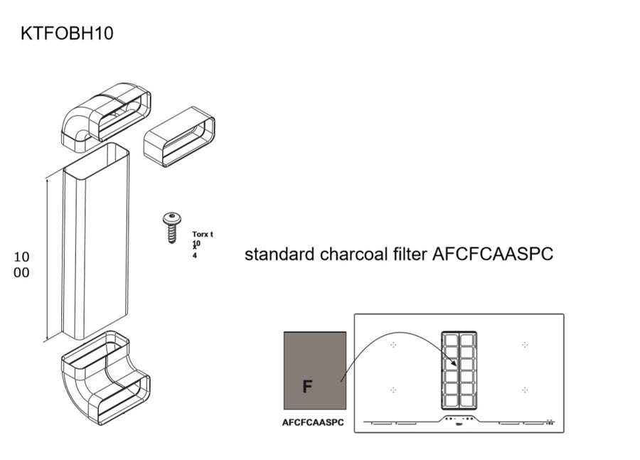 Airforce Standard Installation Kit For Aspira Centrale G5 On-Board Induction Cooktop With Extraction For Cabinet Plinth Height 10cm-16cm - Devine Distribution Ltd