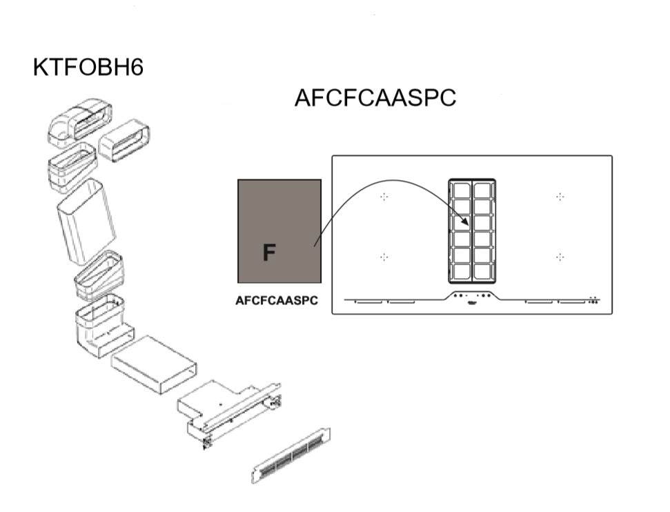 Airforce Standard Installation Kit For Aspira Centrale G5 On-Board Downdraft Hob for 6cm-9cm Plinth Height - Devine Distribution Ltd