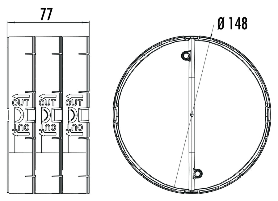 Airforce 150mm Thermobox Heat retention outlet flap - Naber Technical drawing