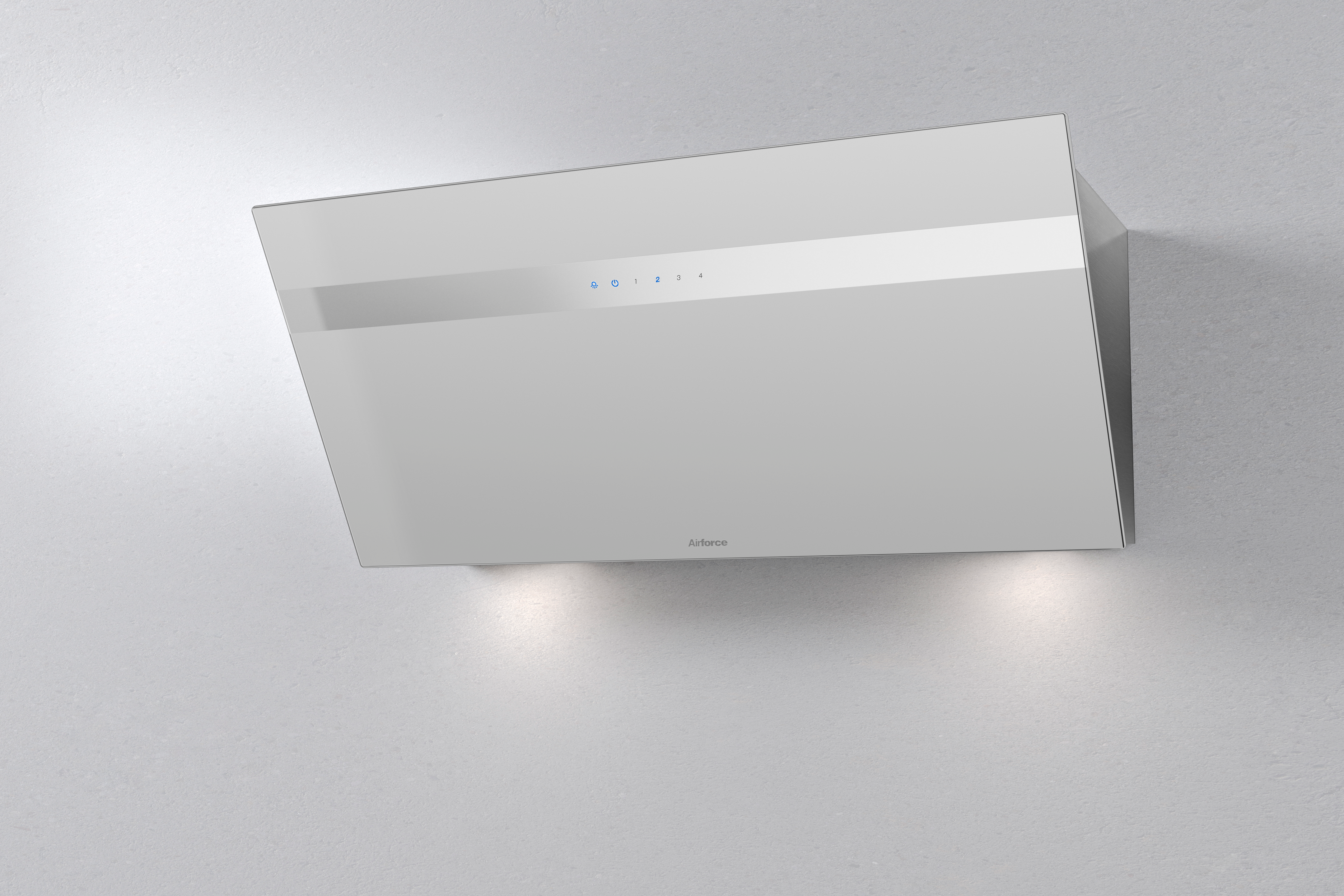 Airforce V4 90cm Angled Wall Mounted Cooker Hood - White glass 