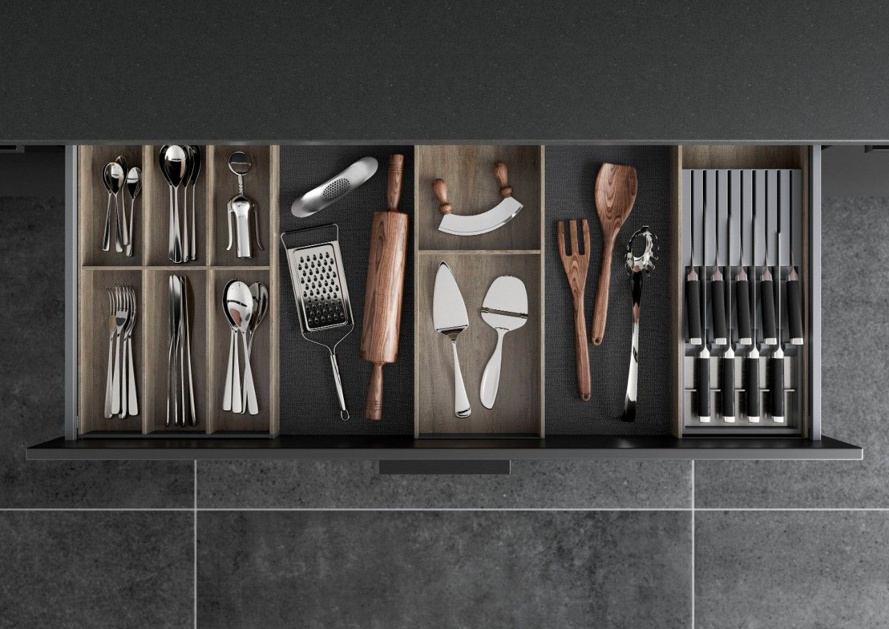 Blum AMBIA-LINE Cutlery Insert Kit - Nebraska Oak ALC.45.110P.NO