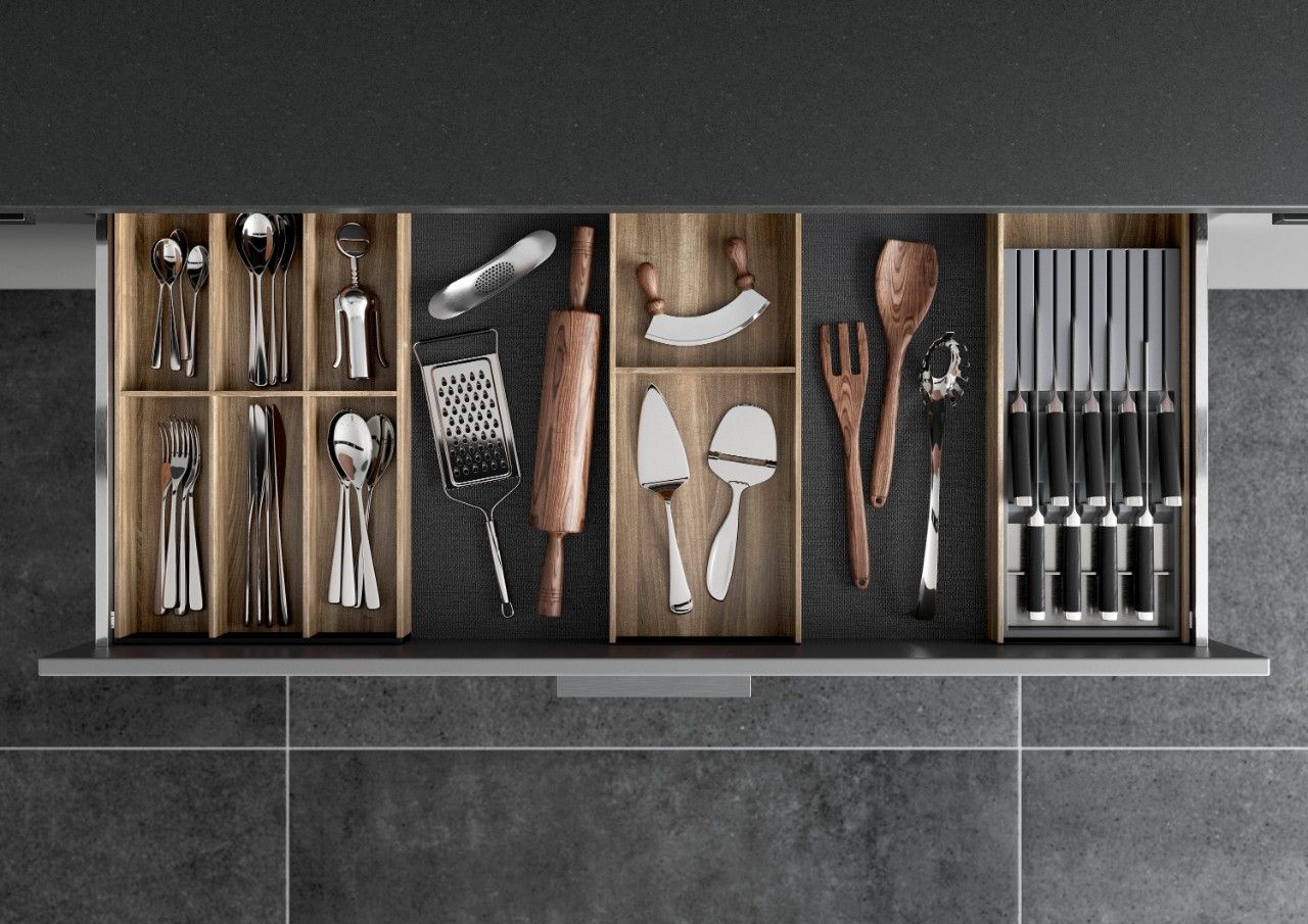 Blum AMBIA-LINE Cutlery Insert Kit - Tennessee Walnut ALC.45.110P.TW