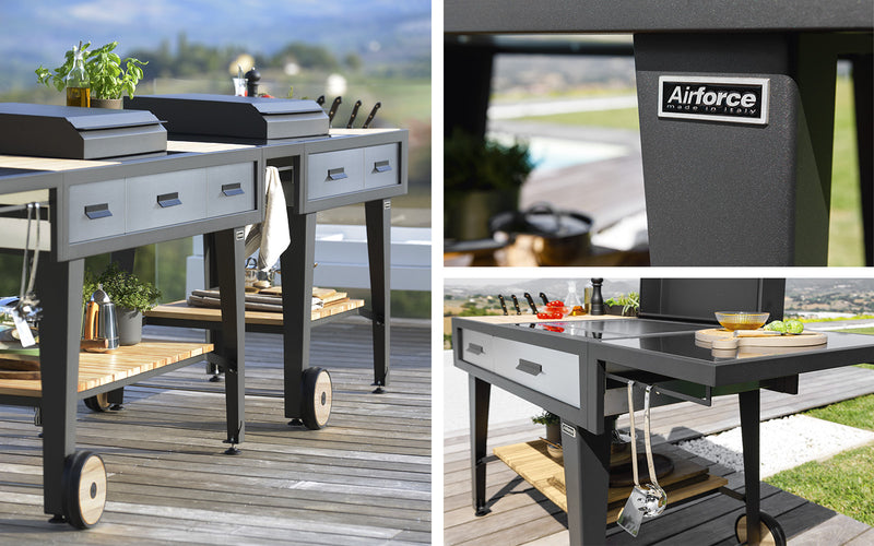 Airforce E-Cook 150cm BBQ Luxury Outdoor Cooking with a 58cm Teppanyaki Induction Hob - Devine Distribution Ltd
