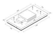 120cm Remote Control Ceiling Cooker Hood - Airforce F139 F - Technical Drawing 