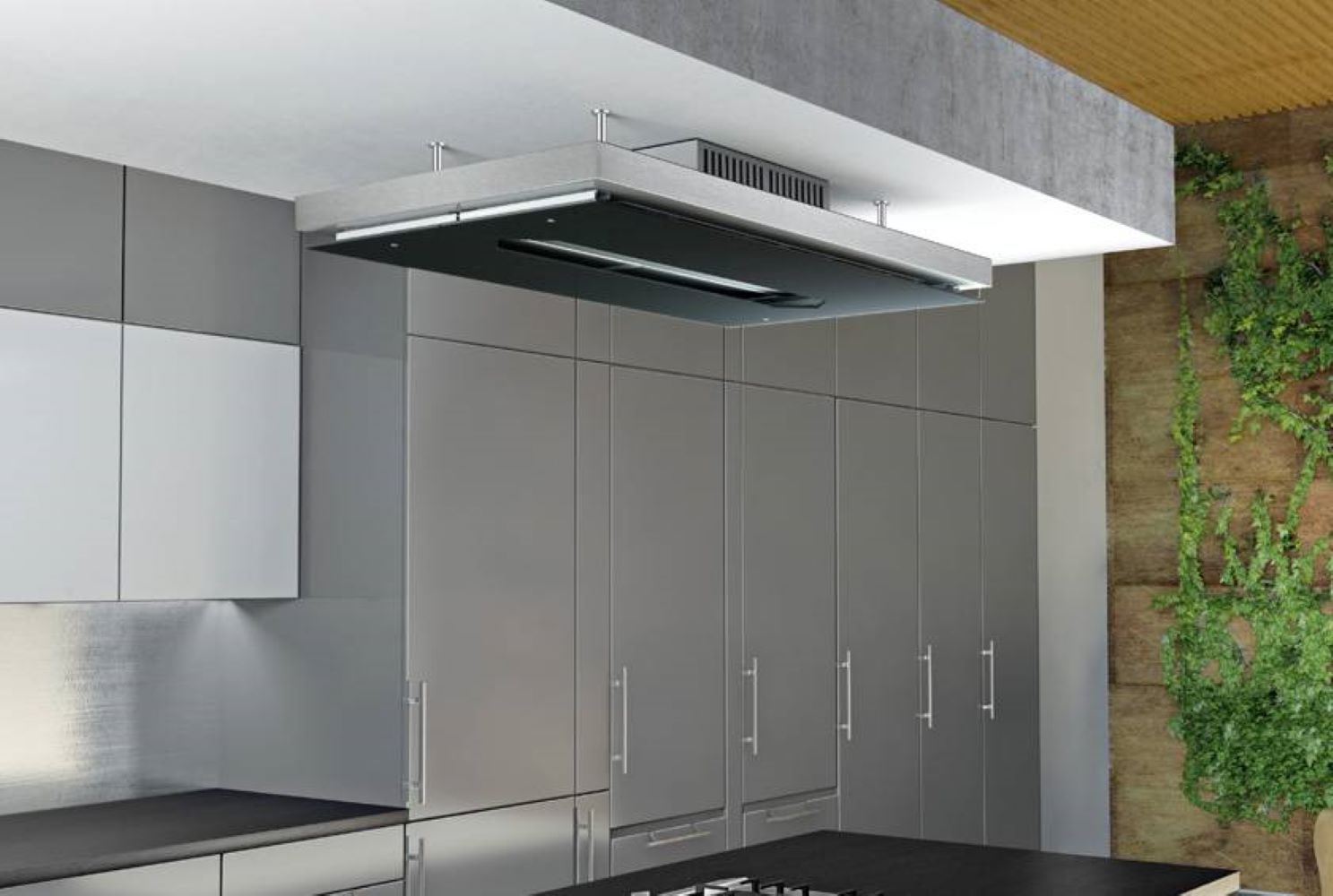 Airforce F139 F 120cm Ceiling Cooker Hood with Remote Control - Black glass - Devine Distribution Ltd