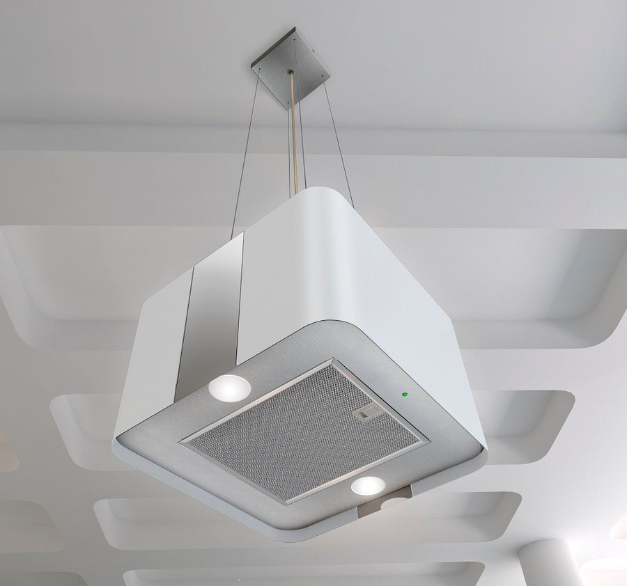 Airforce F181 45cm Integra Ready Island Cooker Hood Satin White Finish - Devine Distribution Ltd
