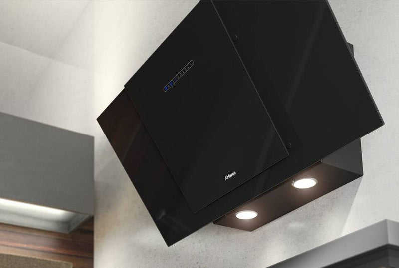 Airforce F204 90cm Automatic Angled Cooker Hood - Black Glass Lighting Image