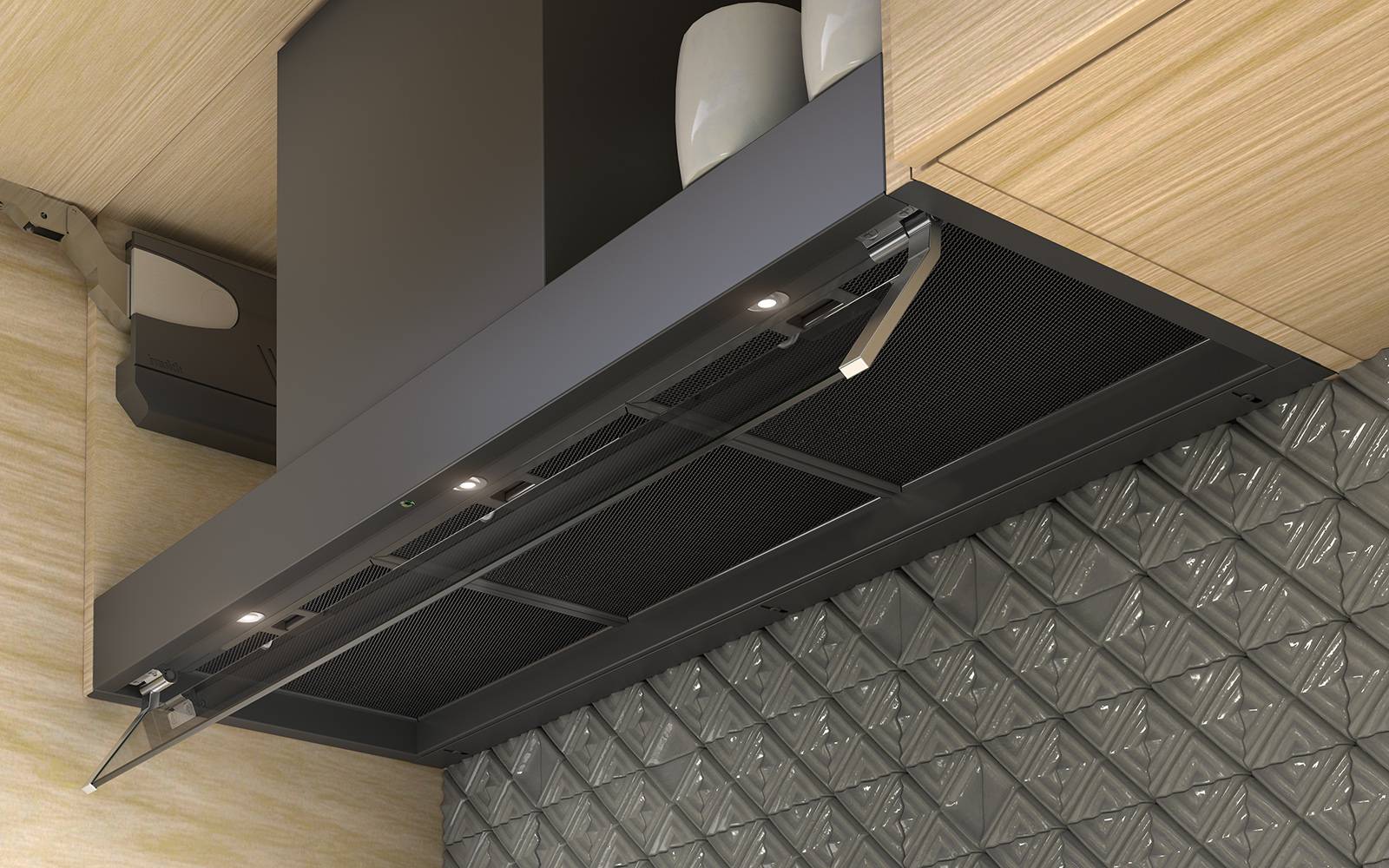 Airforce F300 60cm Built-In Cooker Hood Satin Black with Glass Integra Ready - Devine Distribution Ltd