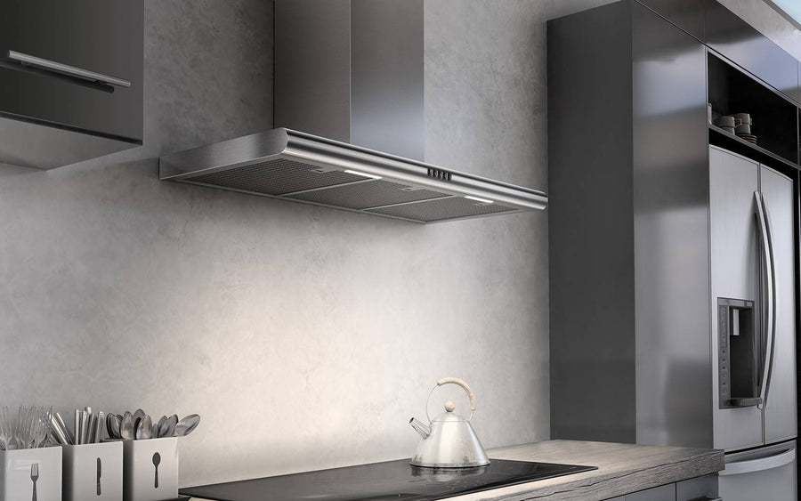 Airforce Noon Wall Mounted 90cm Cooking Hood Stainless Steel - Devine Distribution Ltd