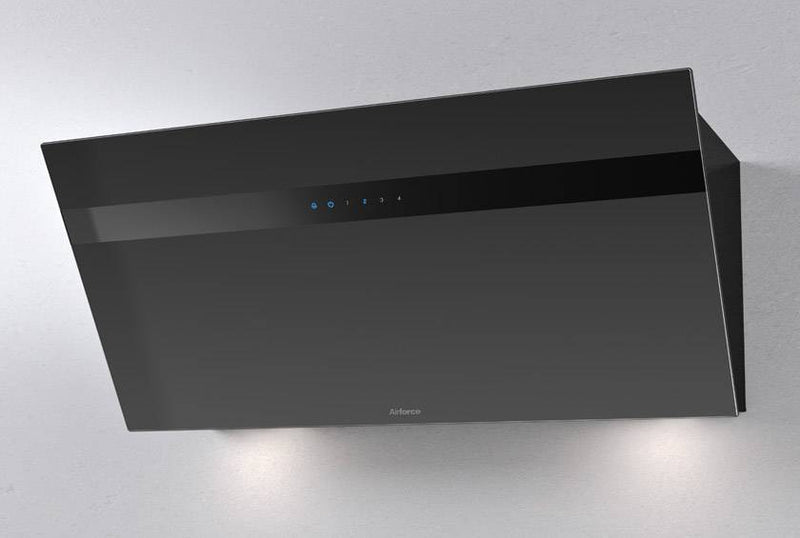 Airforce V4 60cm Flat Wall Mounted Cooker Hood - Black glass